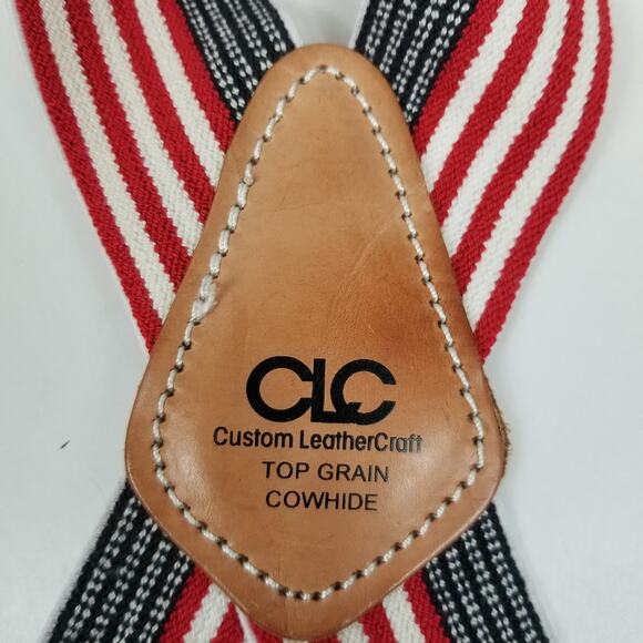 Custom Leather Craft American Flag Heavy Duty Elastic Suspenders - Picture 2 of 3